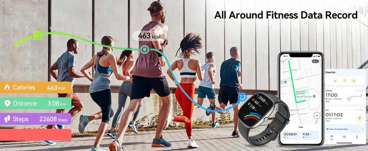 Smart Watches for Men Women Sleep Tracking,46mm,1.3oz,Step Calorie Counter Fitness Watch Activity Trackers Pedometer for iPhone