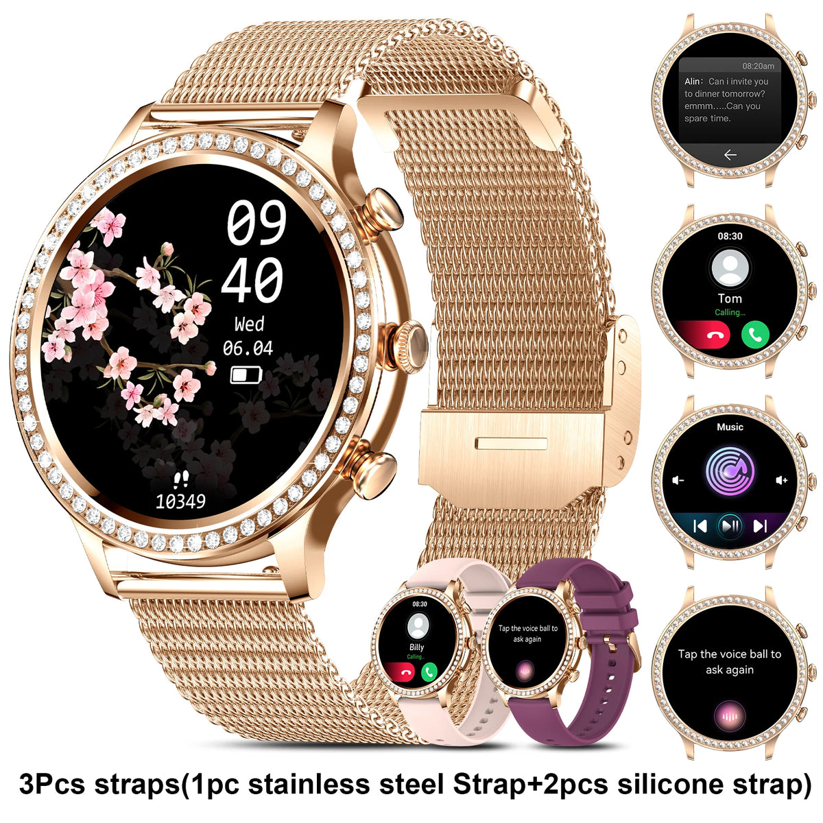 Smart Watches[Calls/Answer], Smartwatch for Android ＆ iPhone Compatible with 100+ Sport Modes/1.32" Touchscreen/200+ Watch Faces