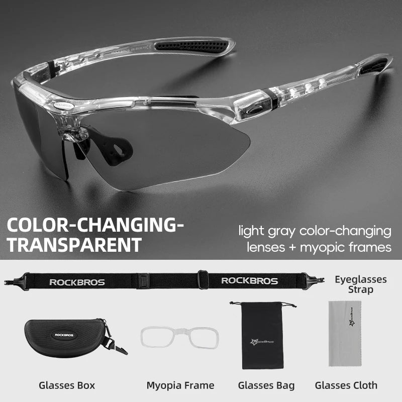 Hot Trend Vault RockBros cycling photochromic glasses with UV400 protection, outdoor sunglasses for men, shown in a close-up image