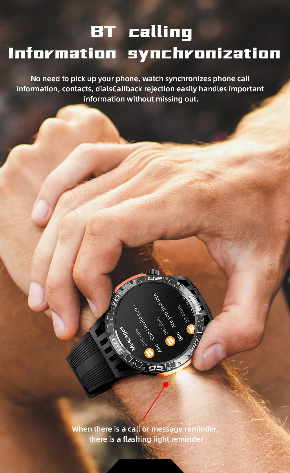 LOKMAT ZEUS 6 PRO Smart Watches Bluetooth Calls Flashlight Waterproof Smartwatches 1.46'' Screen Compass Sport Fitness Tracker