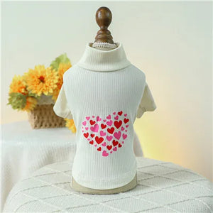 Heart Pattern Turtleneck Sweatshirt for Small Dogs and Cat,Hoodies Shirt,Pet Clothes,Spring Valentine's Day,Sweet,Chihuahua York