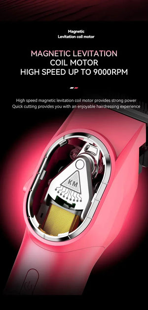 Kemei KM-8502 cordless hair clipper kit with multiple attachments for home grooming, featuring ergonomic design and stainless steel blades.