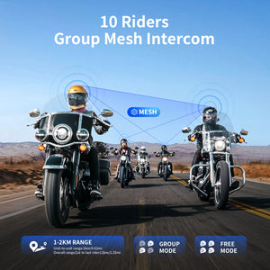 2 pcs Fodsports FX7 Mesh Motorcycle Intercom Bluetooth Helmet Headset BT5.4
