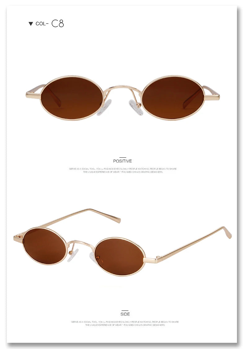SORVINO Skinny Steampunk Oval Sunglasses 2020 Women Vintage Small Steam Punk Goggles Designer Gold Tiny Sun Glasses Shades SN229
