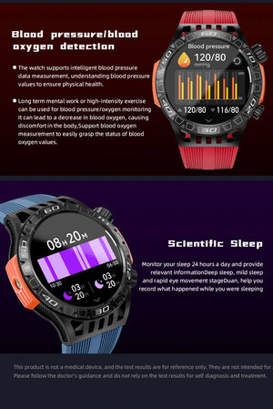 LOKMAT ZEUS 6 PRO Smart Watches Bluetooth Calls Flashlight Waterproof Smartwatches 1.46'' Screen Compass Sport Fitness Tracker