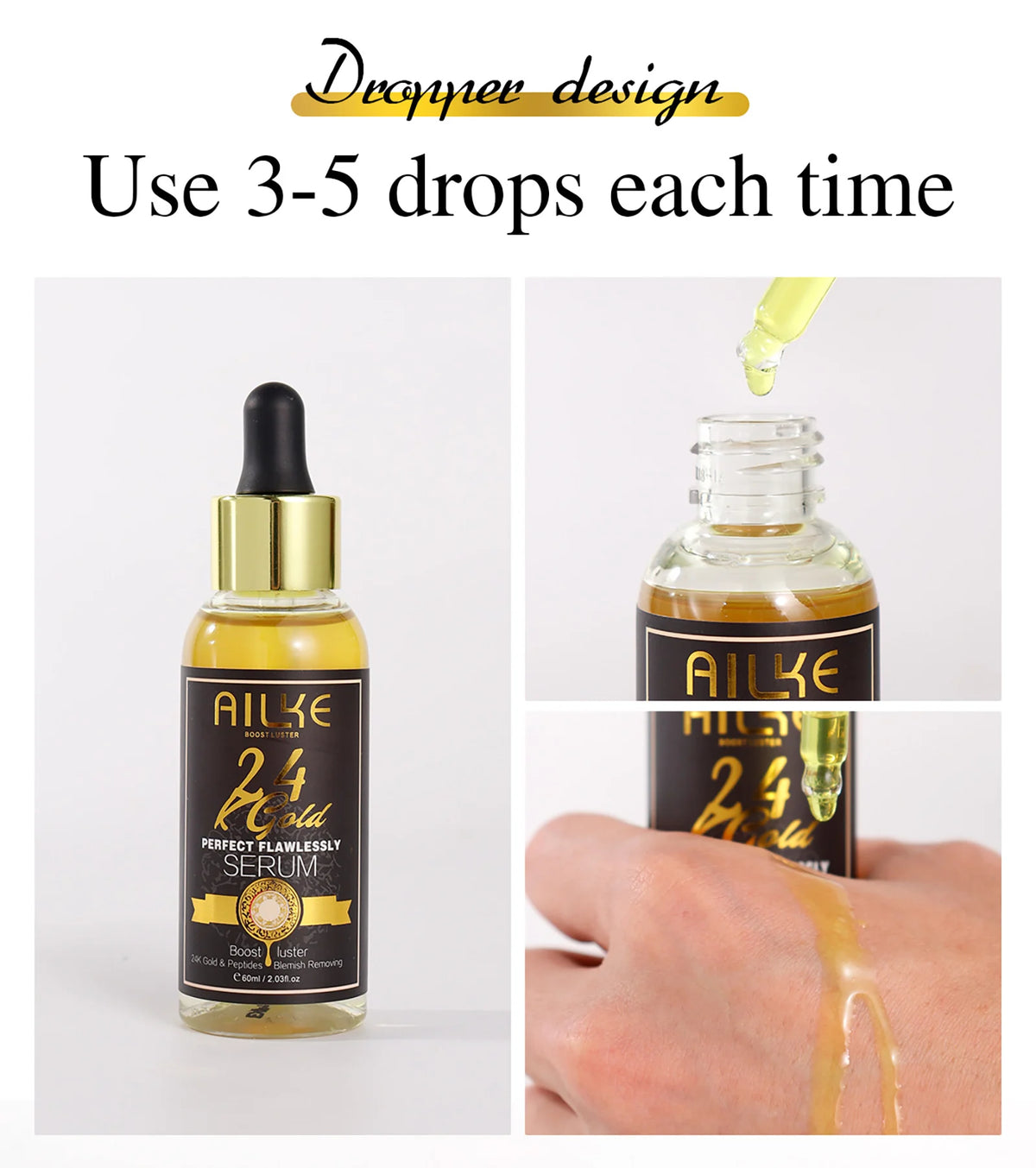 Hot Trend Vault AILKE 24K Gold Collagen Whitening product in sleek packaging with gold accents and a clear view of the container.