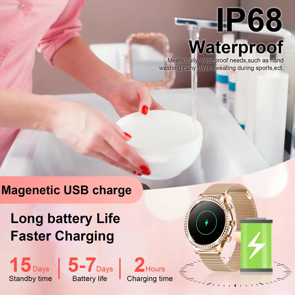 Smart Watches[Calls/Answer], Smartwatch for Android ＆ iPhone Compatible with 100+ Sport Modes/1.32" Touchscreen/200+ Watch Faces