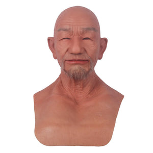 Silicone Old Man Mask Realistic Silicone Full Head Face Mask Party Prop Cosplay Male Hood Headwear for Halloween Cosplay