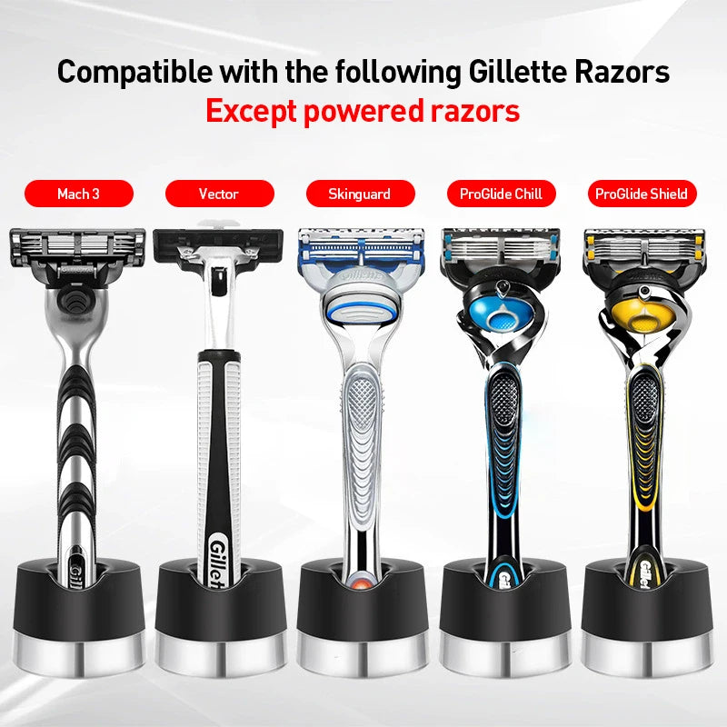 Yunchi premium shaving stand for Gillette razors by Hot Trend Vault, designed for draining and drying men's razors.