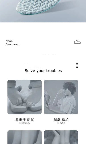 Sports Deodorant Insoles for Shoes Soft Comfortable Running Breathable Shock Absorption Insole for Feet Men Women Shoe Sole Pads