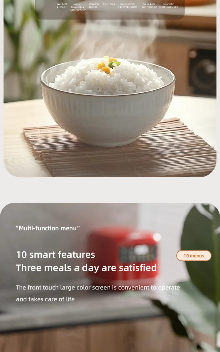 Smart Rice Cooker Compact 2-Liter Capacity Ideal for 1-2People 400W Mini Rice Cooker With Timer Function Perfect for Home or Car