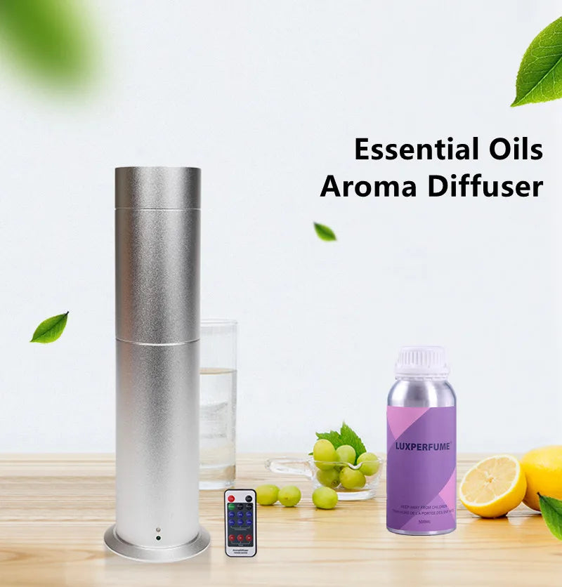 LUXPERFUME aroma diffuser in premium metal finish with smart touch control, 120ml capacity for home, office, or hotel use.