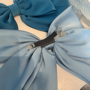 Large satin bow hairpin for women, retro style hair clip from Hot Trend Vault with a sophisticated satin finish.