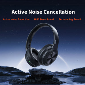 Wireless headphones QERE E80 Earphone bluetooth 5.3 ANC Noise Cancellation Hi-Res Audio Over the Ear Headset 70H 40mm Driver2.4G