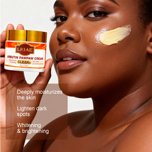 Hot Trend Vault Arbutin whitening cream with vitamin C, papaya, and carrot for dark spot removal and radiant moisturizing.