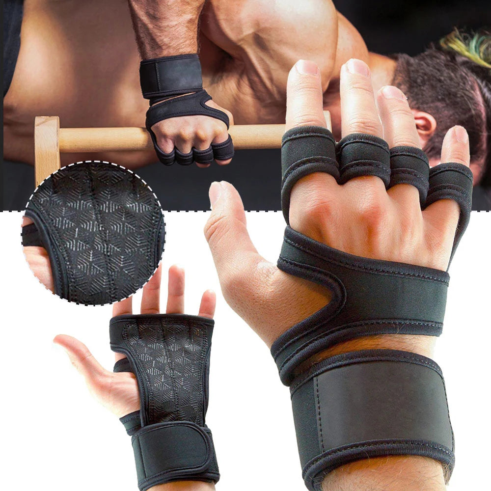 Guantes de gimnasio para entrenamiento para hombres y mujeres, protector de muñeca y palma para levantamiento de pesas