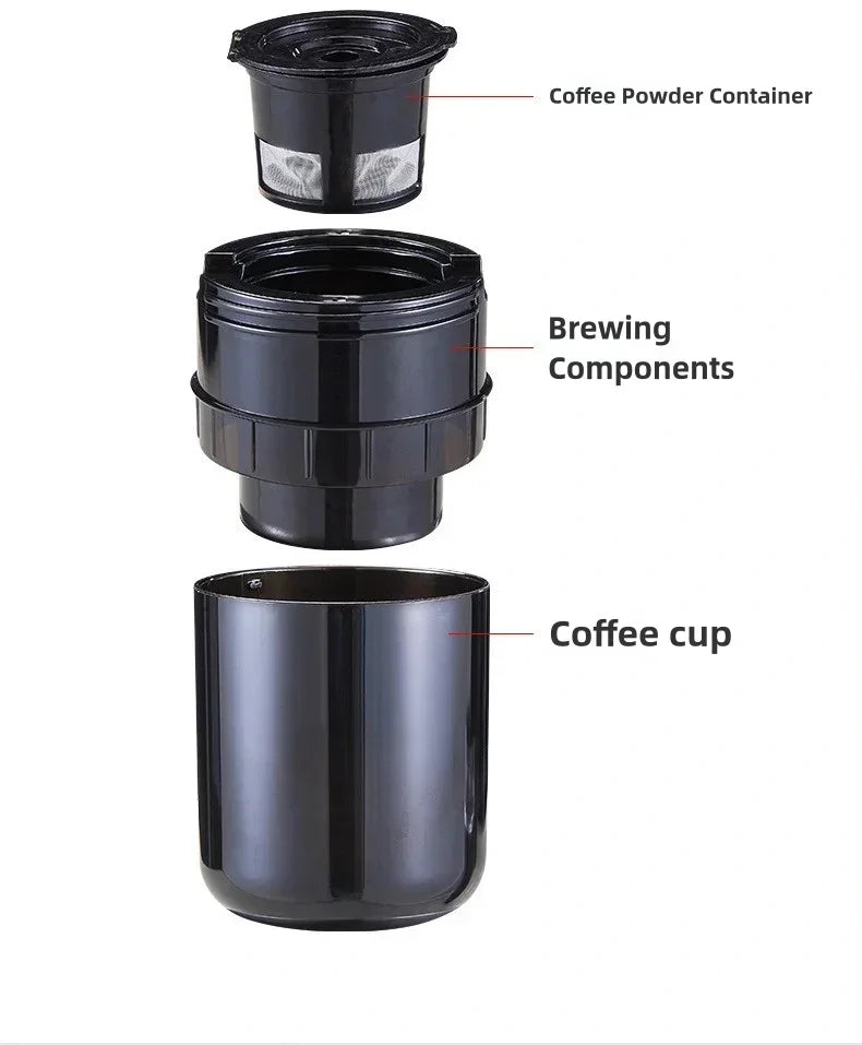 Portable Coffee Maker Electric Capsule Grind-and-Brew Coffee Maker Suitable for Ground Coffee and K-Cup Large Coffee Pods