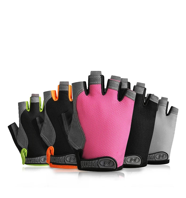 Guantes de ciclismo sin dedos transpirables y antideslizantes para hombres y mujeres
