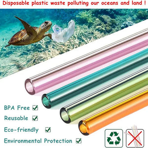 Hot Trend Vault reusable glass straws with cleaning brush, eco-friendly drinking straws for eco-conscious shoppers