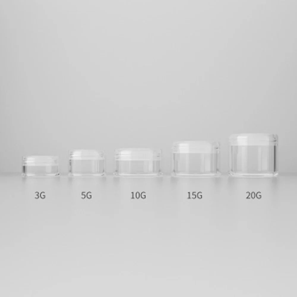 3g/5g/10g/15g/20g Plastic Transparent Empty Makeup Jar Pot Refillable Sample Bottles Travel Face Cream Lotion Cosmetic Container