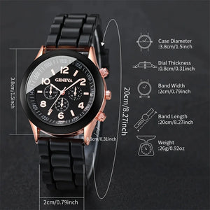 Luxury women's watch set by Hot Trend Vault featuring two silicone band accessories, stylish and versatile for daily wear