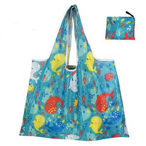 Reusable foldable shopping bag by Hot Trend Vault, large eco-friendly tote with washable, heavy-duty design for women.
