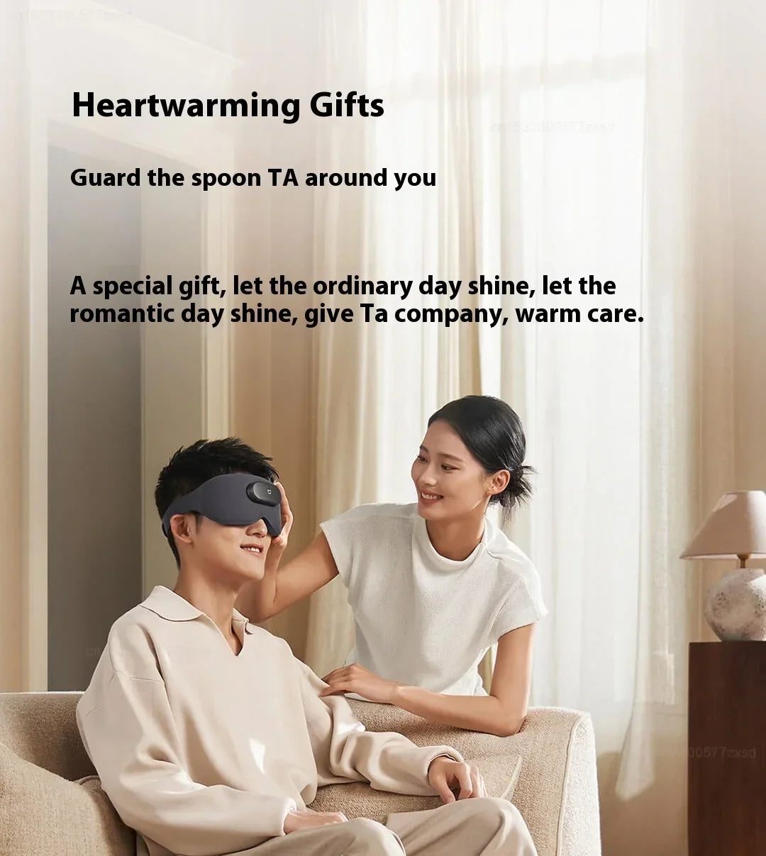Black MIJIA Smart Massage Eye Mask with vibration feature, designed for home use to block light and relax the eyes.