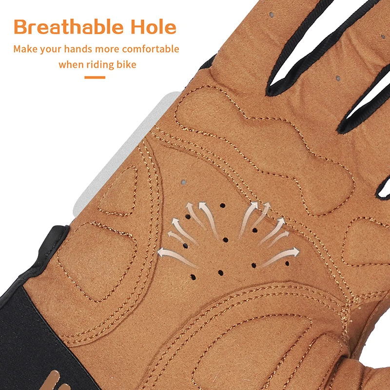 Hot Trend Vault men's full finger cycling gloves made of grippy synthetic leather and Lycra for all-season biking comfort.
