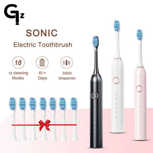 Hot Trend Vault GeZhou Sonic Electric Toothbrush for adults with 6 modes, timer, USB rechargeable, includes replacement heads.