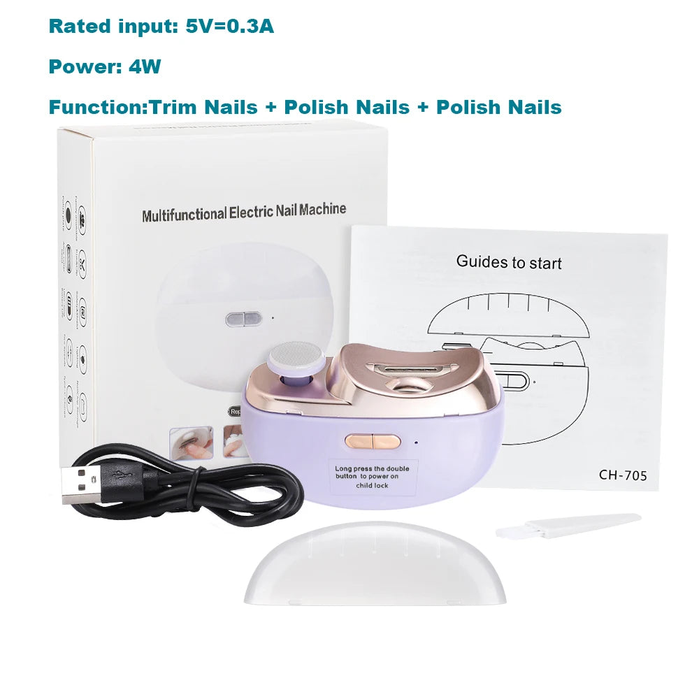 2 in 1 Electric Nail Clipper Automatic Polishing Nail Trimmer Mill Manicure For Baby Adult Nail Cutter Sharpener with Light Safe