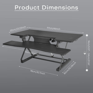 Redlife standing desk converter with wireless charger by Hot Trend Vault, showing adjustable height and sleek workspace design.