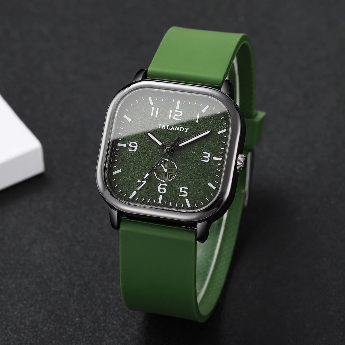 Square silicone strap quartz wristwatch by Hot Trend Vault with a casual unisex design and modern style.