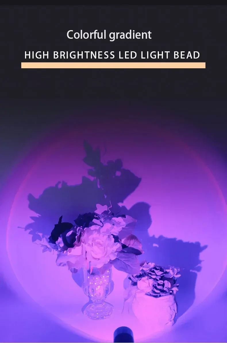 USB Sunset Lamp LED Rainbow Neon Night Light Projector Photography Wall Atmosphere Lighting for Bedroom Room Decor Nightlights