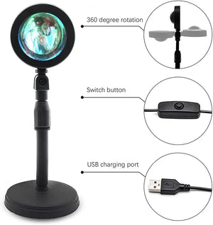 LED Sunset Lamp Nightlights USB Projector Birthday Party Decoration Mood Lights For Bedroom Living Room Wall Photography