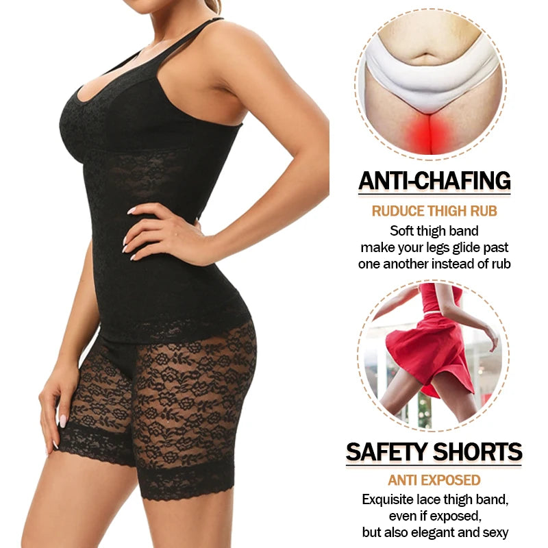 Miss Moly high waisted lace shapewear shorts by Hot Trend Vault, offering firm control and a smooth silhouette for women.