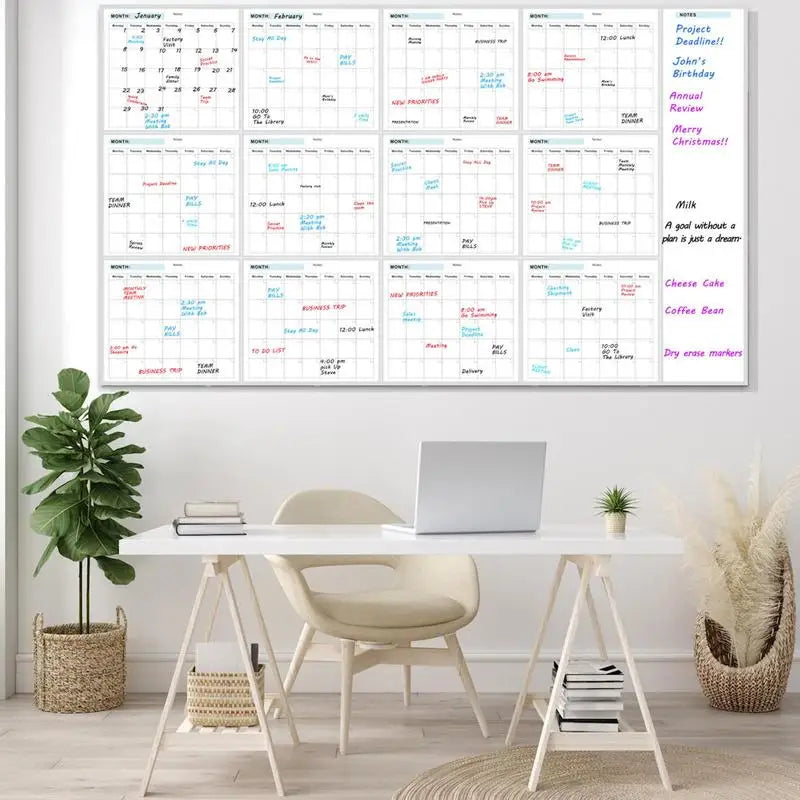 Wall Calendar Erasable Reusable Wall Planner 35X58In Dry-Erase Design Large Erasable Boards For Offices Home &amp; School
