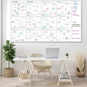 Wall Calendar Erasable Reusable Wall Planner 35X58In Dry-Erase Design Large Erasable Boards For Offices Home & School