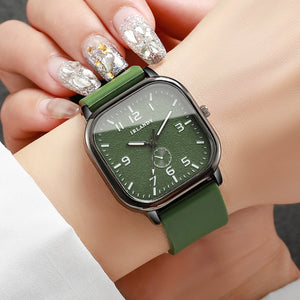 Unisex Square watch with Hot Trend Vault silicone strap and quartz movement, casual wristwatch with a modern design.