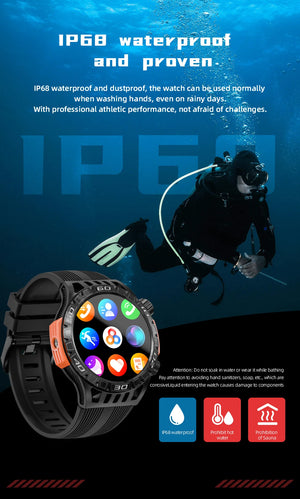 LOKMAT ZEUS 6 PRO Smart Watches Bluetooth Calls Flashlight Waterproof Smartwatches 1.46'' Screen Compass Sport Fitness Tracker