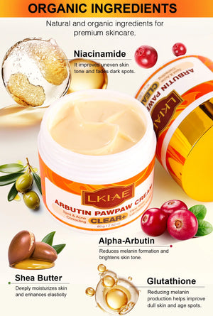 Hot Trend Vault Arbutin whitening cream with vitamin C, papaya, and carrot for dark spot removal and radiant moisturizing.