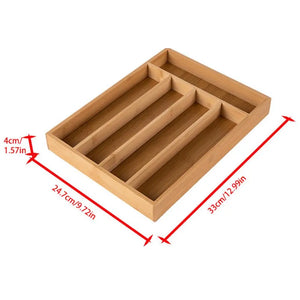 Silverware drawer organizer tray by Hot Trend Vault with divided compartments for efficient utensil storage and space saving.