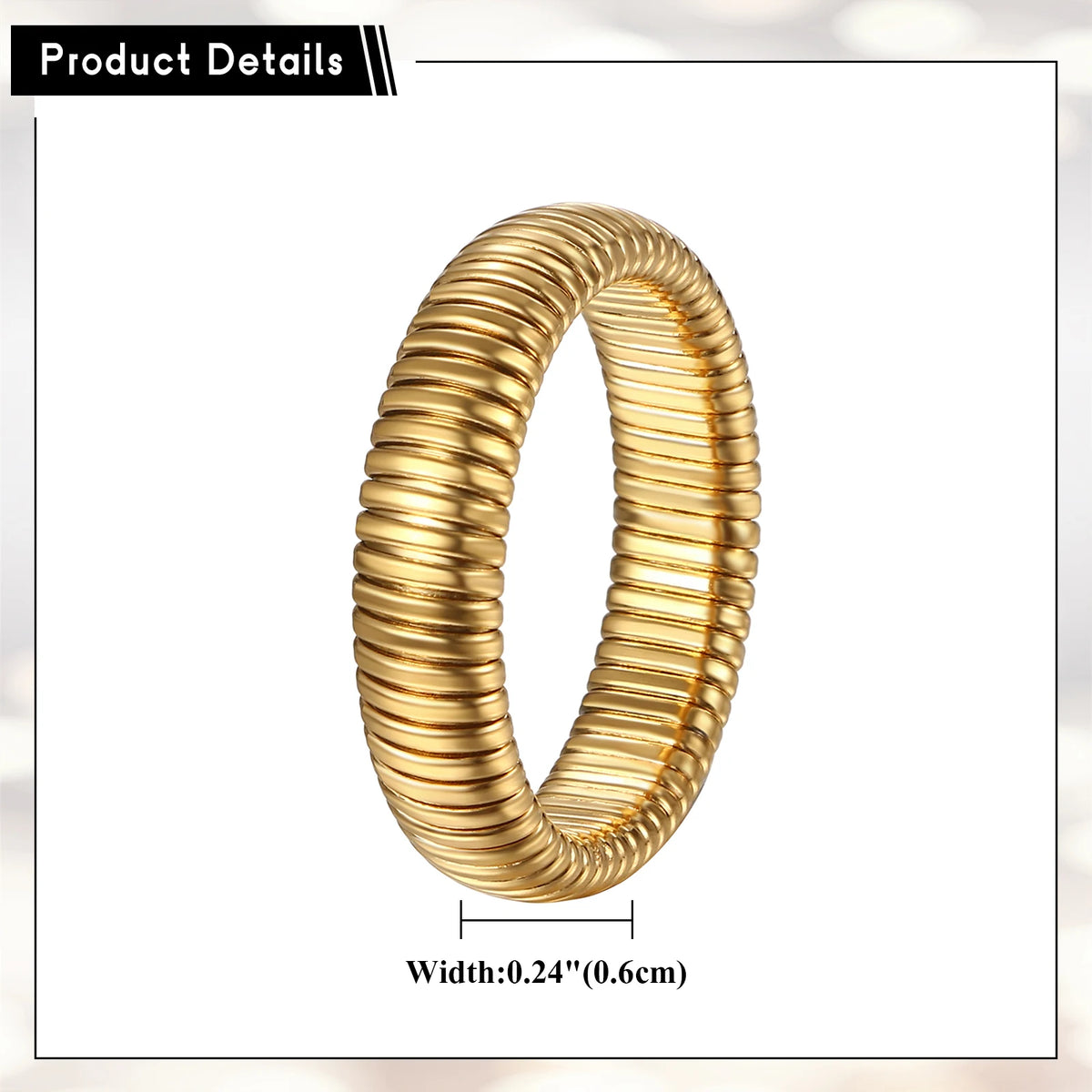 BONISKISS Women Elastic Ring Personality Simple Thick Stainless Steel Women's Gold Ring Micro Elastic Can Be Folded Silver Gold