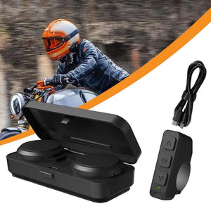 Wireless motorcycle headset with noise cancelling for riders, Pro model by Hot Trend Vault, showing sleek design and controls.