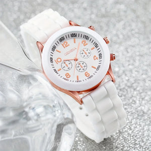 Luxury women's watch set with two silicone bands by Hot Trend Vault, featuring stylish accessories for versatile wear.