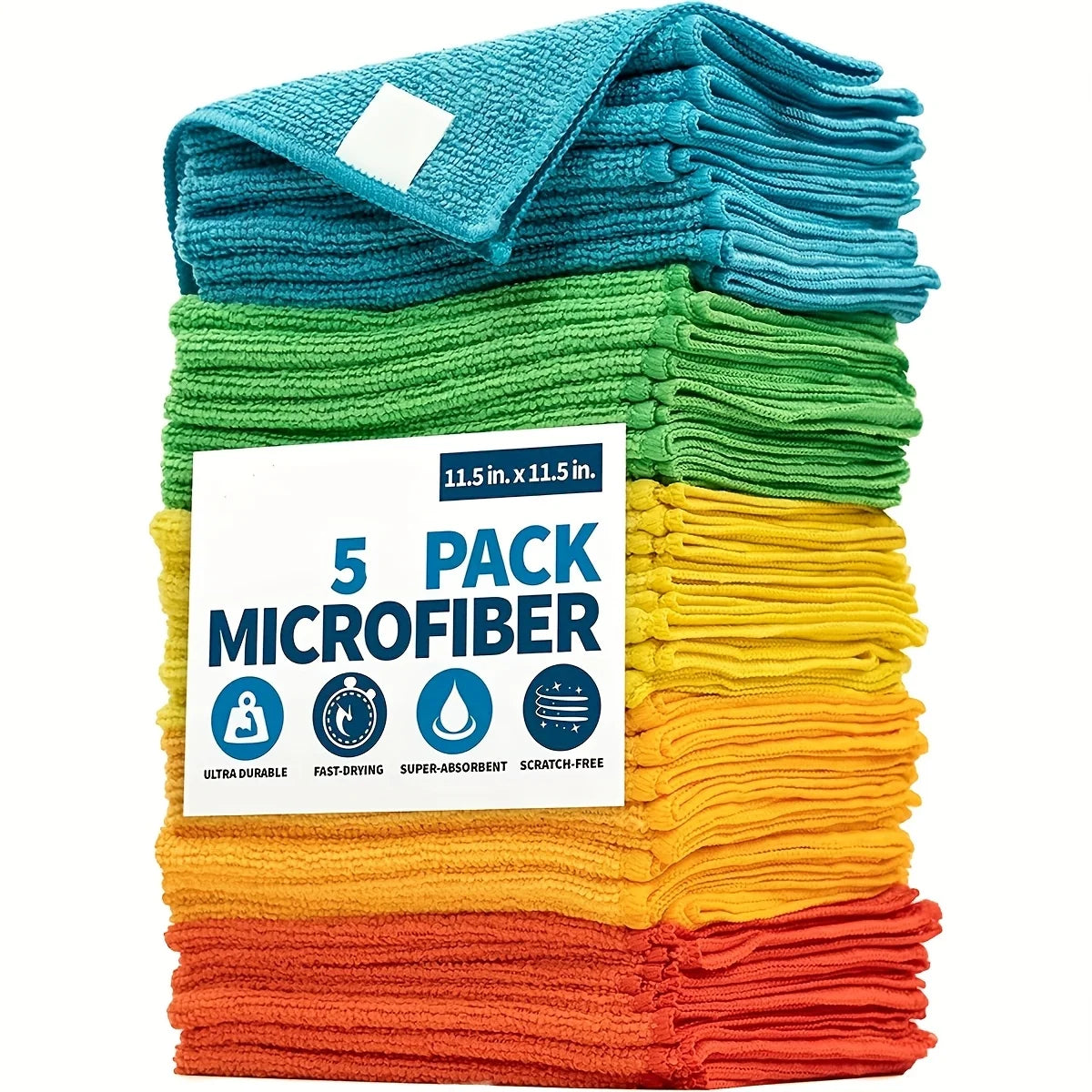 Microfiber Cleaning Cloths - Polyester, multi-surface streak-free. For outdoor, bathroom, kitchen, patio. Super absorbent, versa