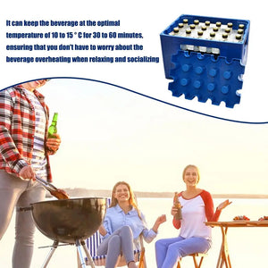 Hot Trend Vault portable beer cooler with ice block crate, ideal for outdoor parties, keeps bottles cold and refreshing.