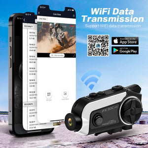 Fodsports FX30C motorcycle Bluetooth headset intercom with HiFi audio, featuring sleek design and control buttons for communication.