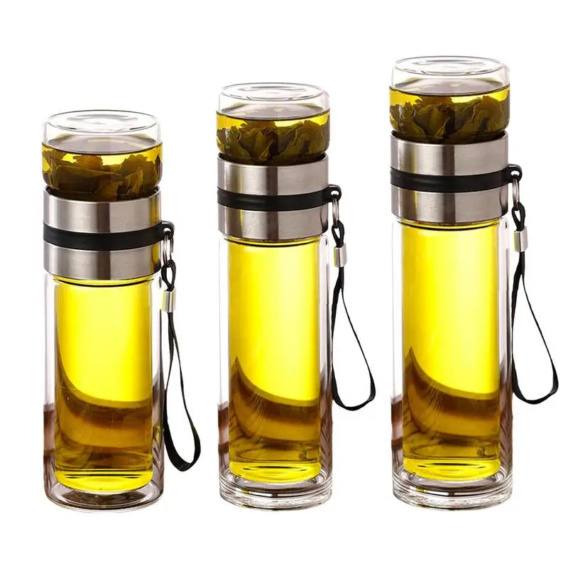 Tea Water Bottle High Borosilicate Glass Double Layer Tea Water Cup Infuser Tumbler Drinkware Water Bottle With Tea Filter
