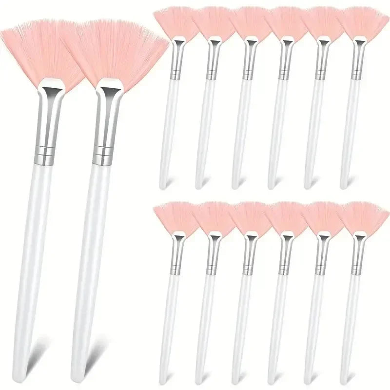 3/6/12pcs Practical Facial Brushes Fan Shape Brush Flat Head Face Mask Applicator Soft Portable Mask Brushes Cosmetic Tools