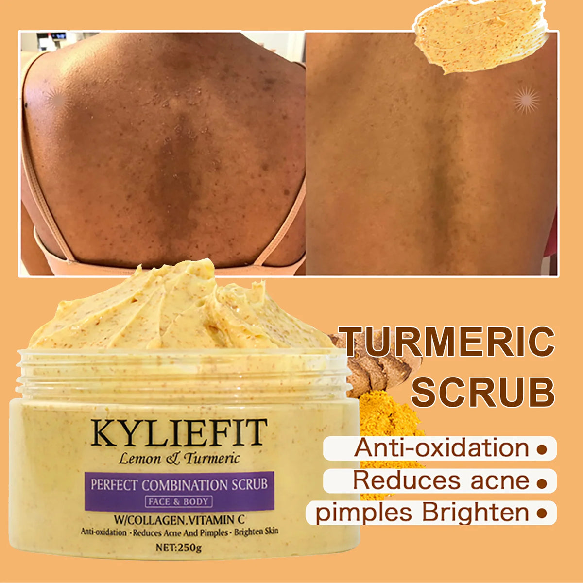 AILKE Turmeric Skin Care for acne and pore refining, unisex, in a skincare jar with turmeric cream visible on the surface.